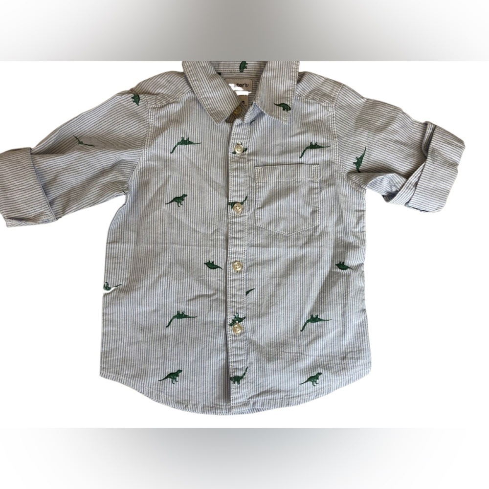 Carter’s Seer Sucker Dinosaur Button-down Shirt.